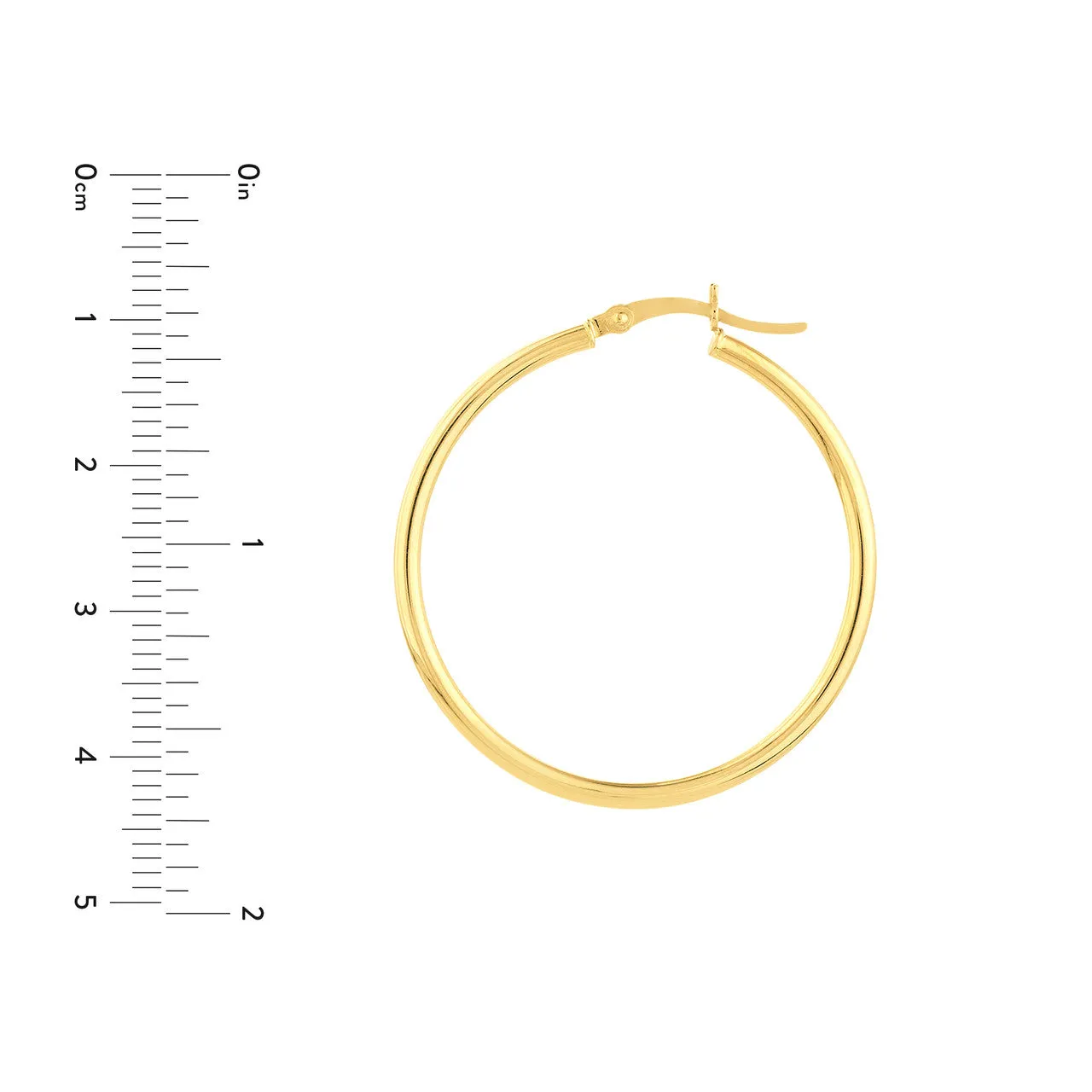 14K White, Yellow, or Rose Gold Hoop Earrings 2 X 35mm