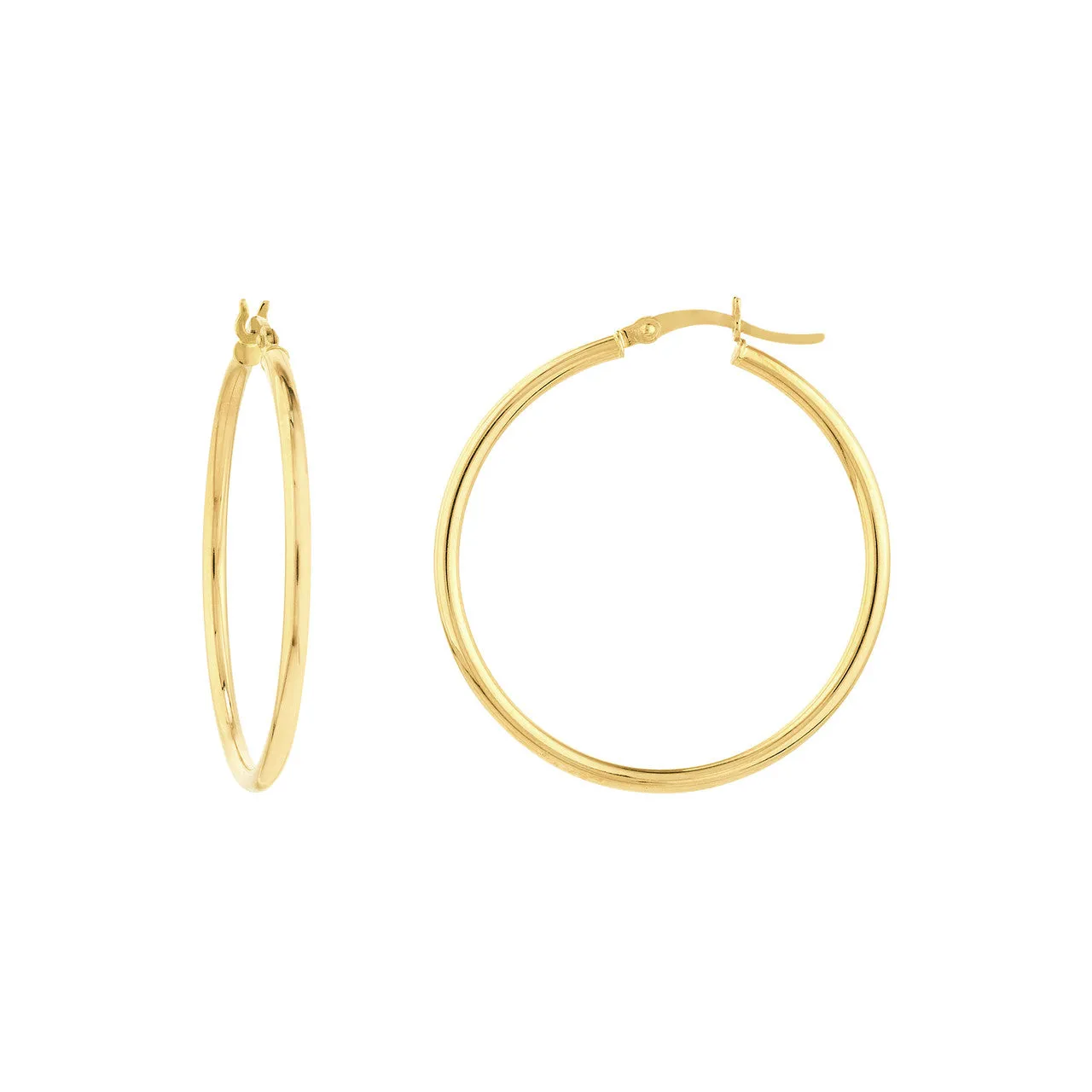 14K White, Yellow, or Rose Gold Hoop Earrings 2 X 35mm