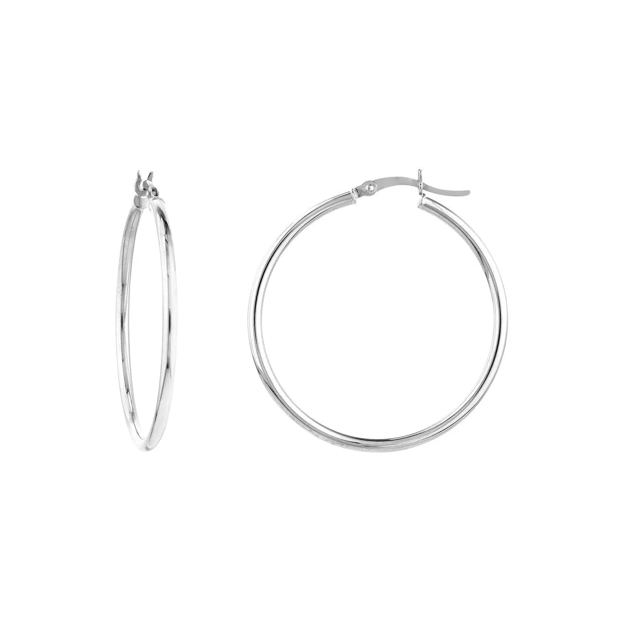 14K White, Yellow, or Rose Gold Hoop Earrings 2 X 35mm