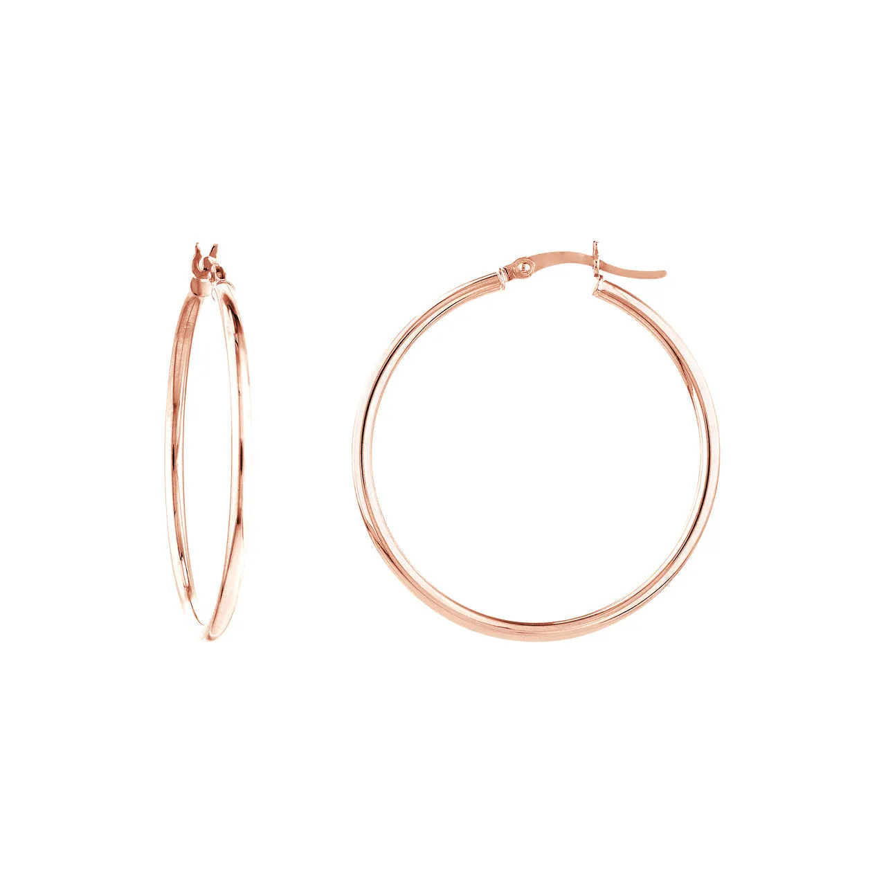 14K White, Yellow, or Rose Gold Hoop Earrings 2 X 35mm