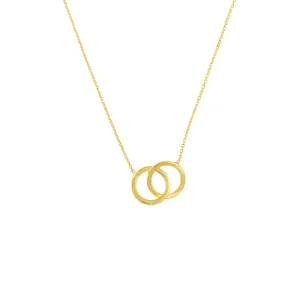 14K Yellow Gold Interlocking Circles Pendant Necklace