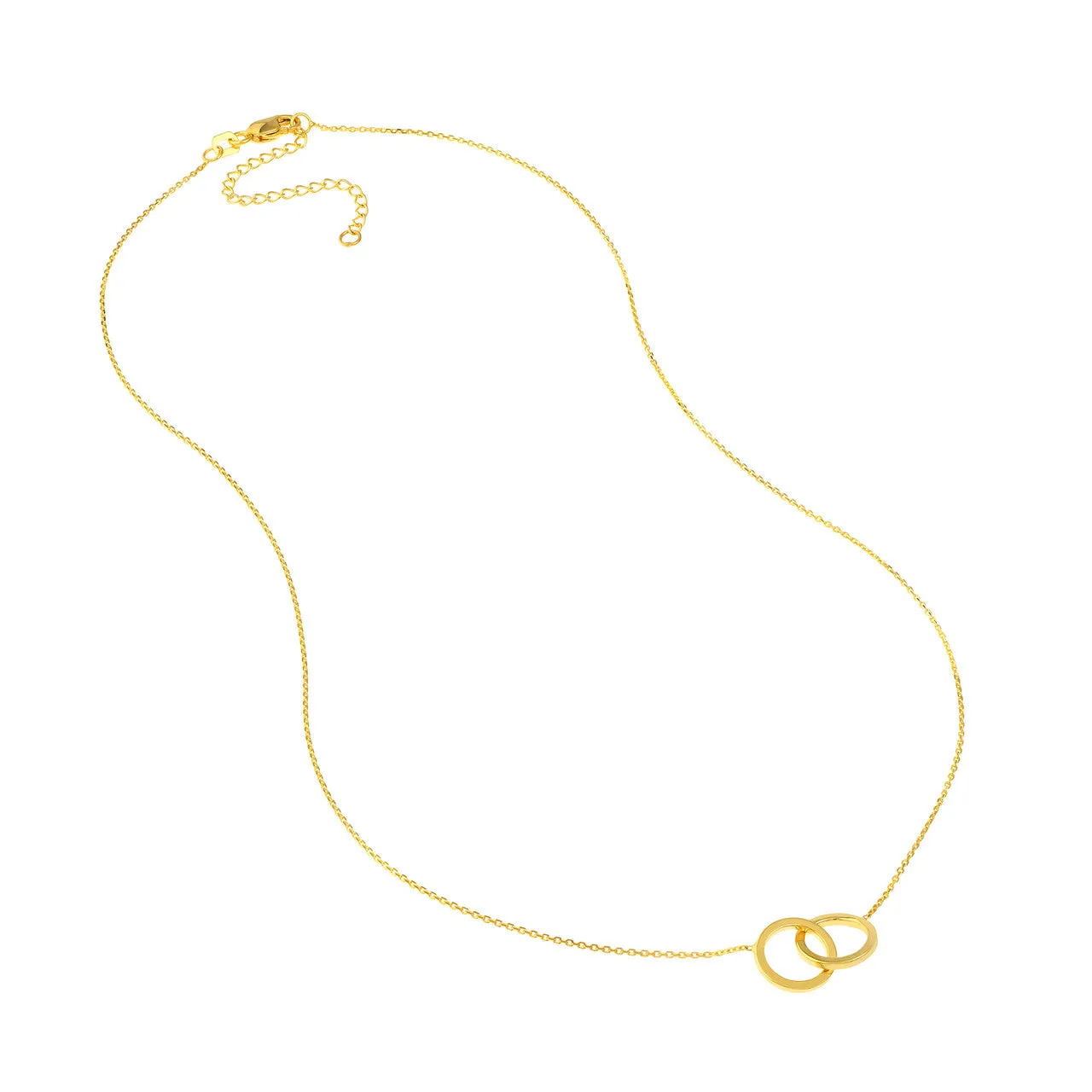 14K Yellow Gold Interlocking Circles Pendant Necklace