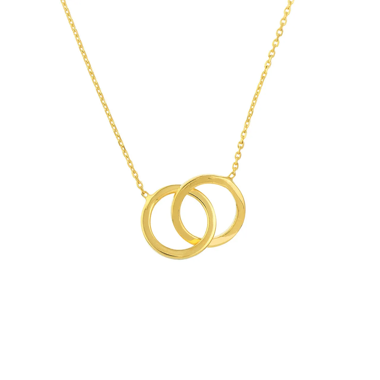 14K Yellow Gold Interlocking Circles Pendant Necklace