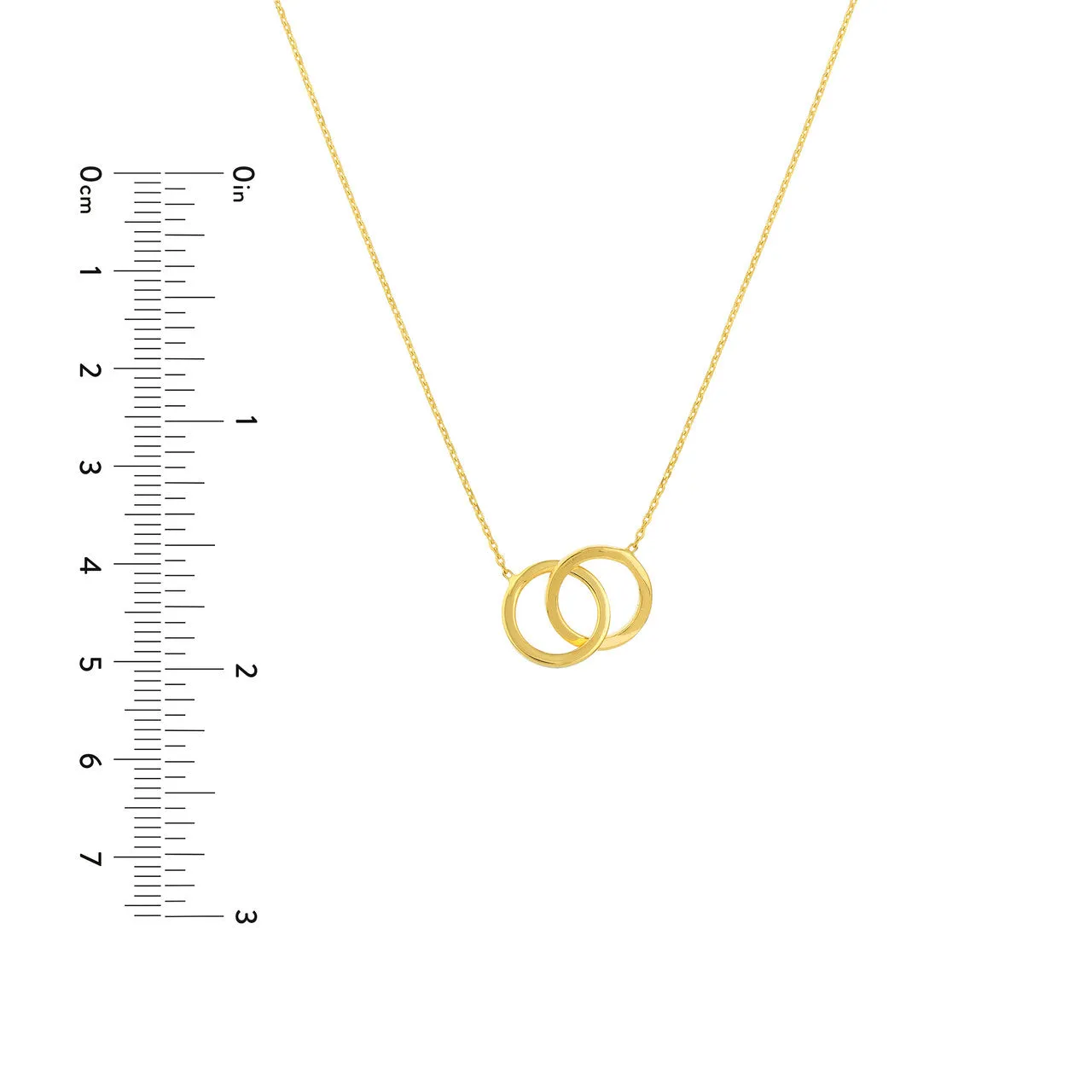 14K Yellow Gold Interlocking Circles Pendant Necklace