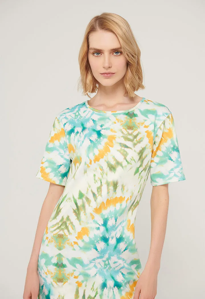 All Over Tie Dye Scuba Dress