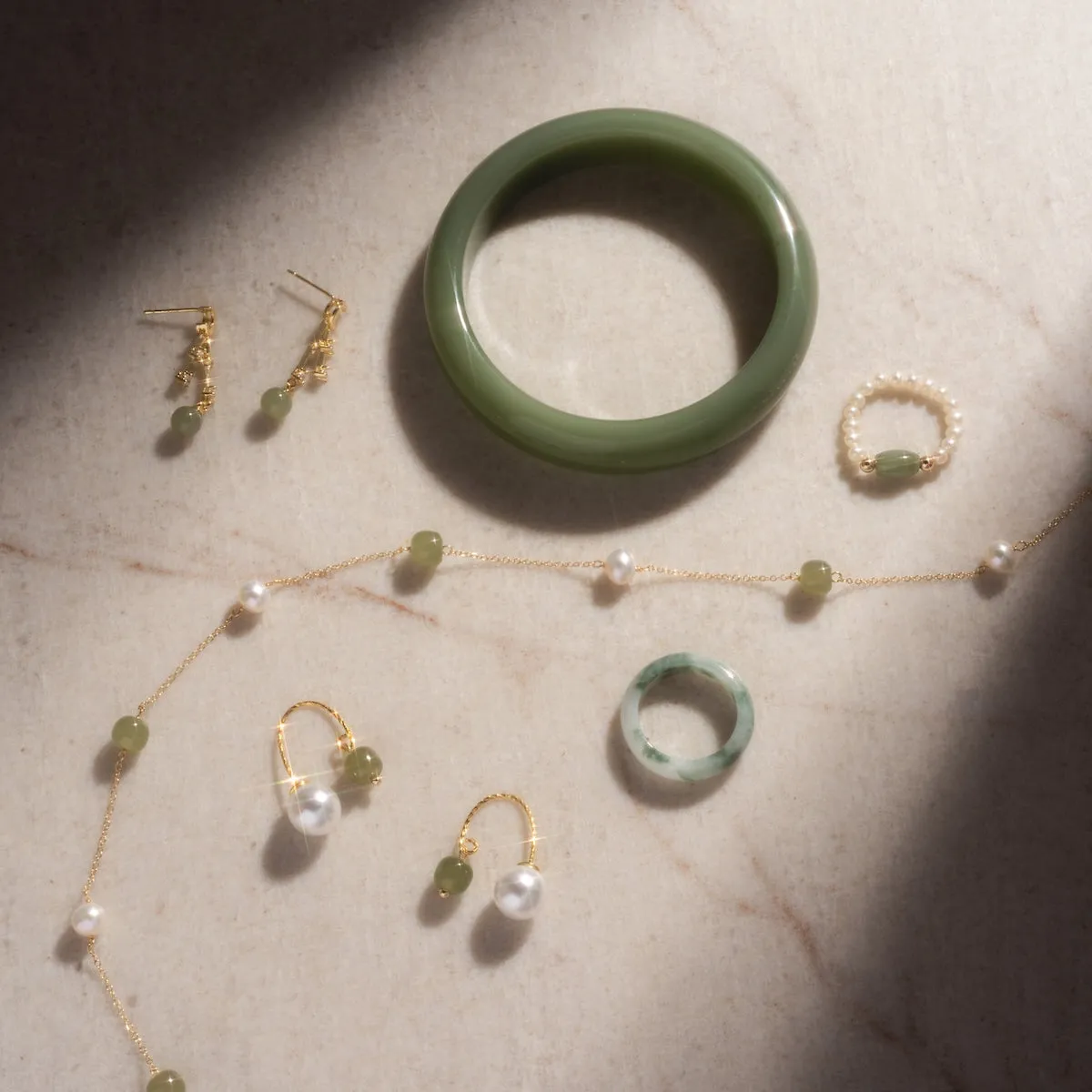 Ana Jade and Pearl Thread Earrings