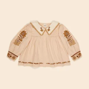 Baby & Kids Cotton/Linen Bette Blouse - Pink Sand