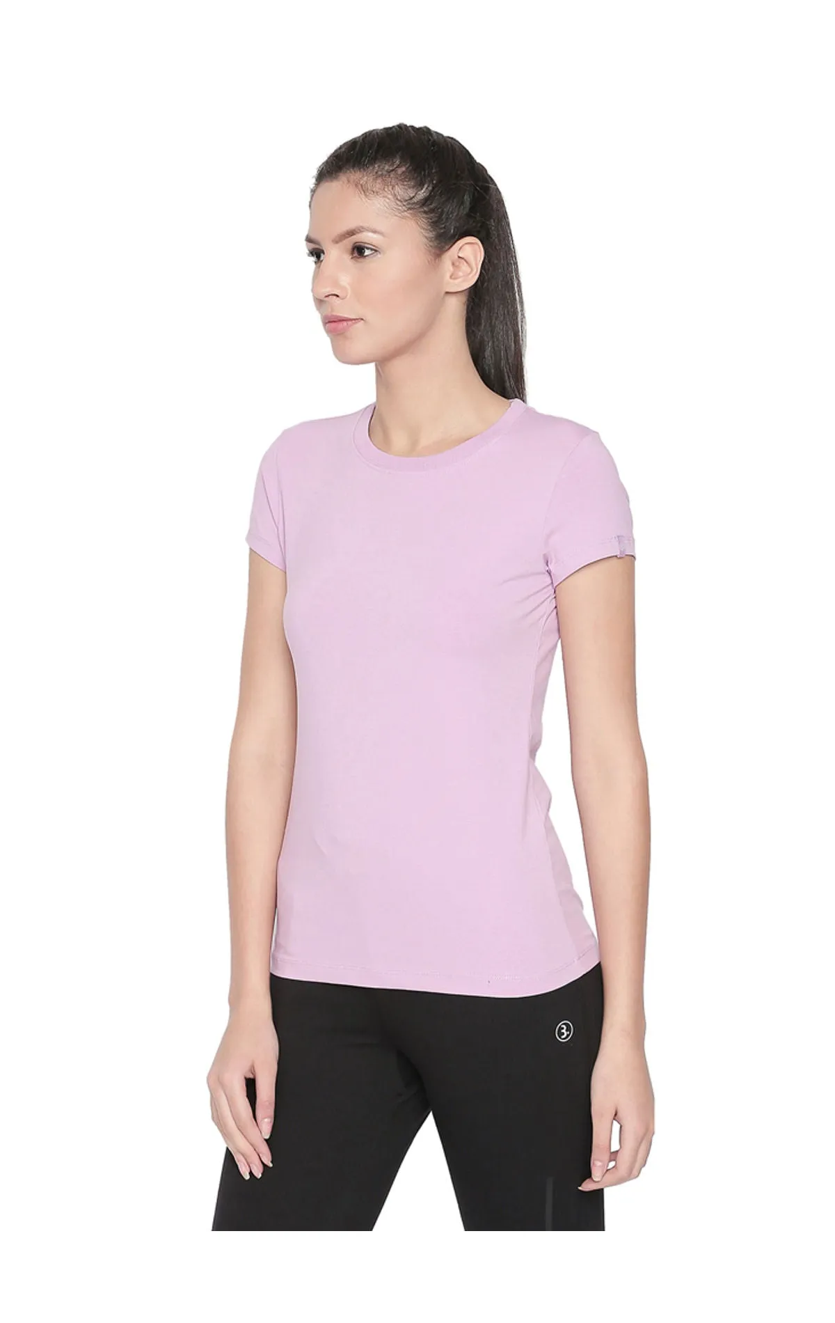 Bodyactive Women Light purple Round Neck Tee-TS19-LTPUR