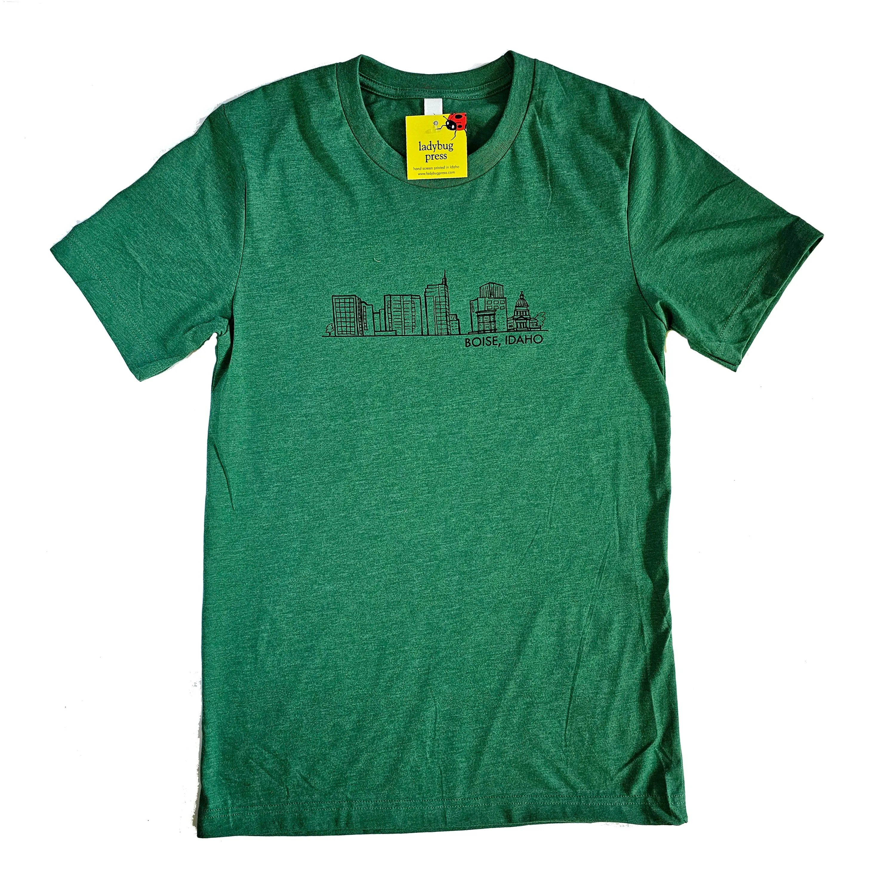 Boise Skyline T-shirt, Adult Sizes, Eco Friendly Waterbased Inks