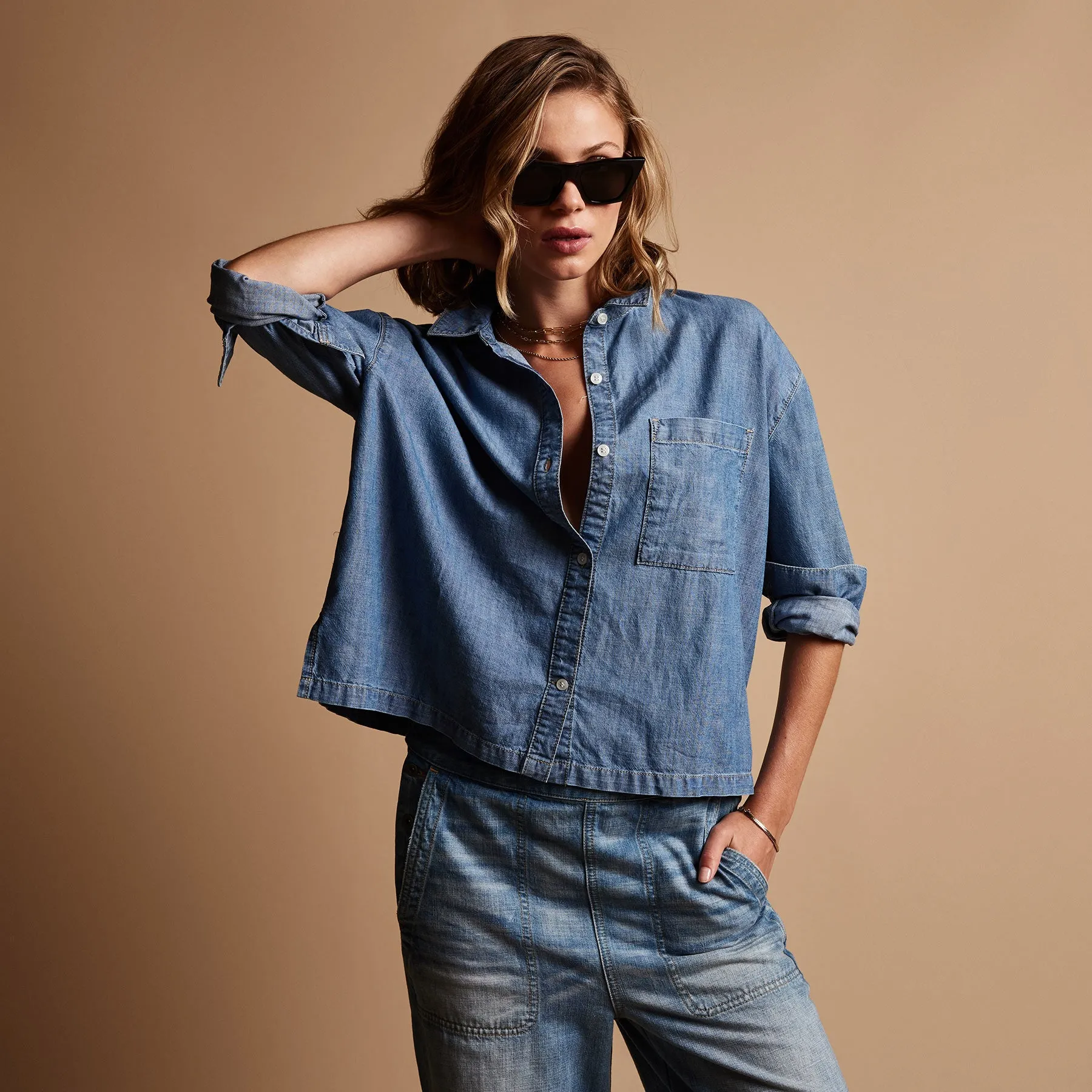 Boxy Denim Shirt - Light Wash