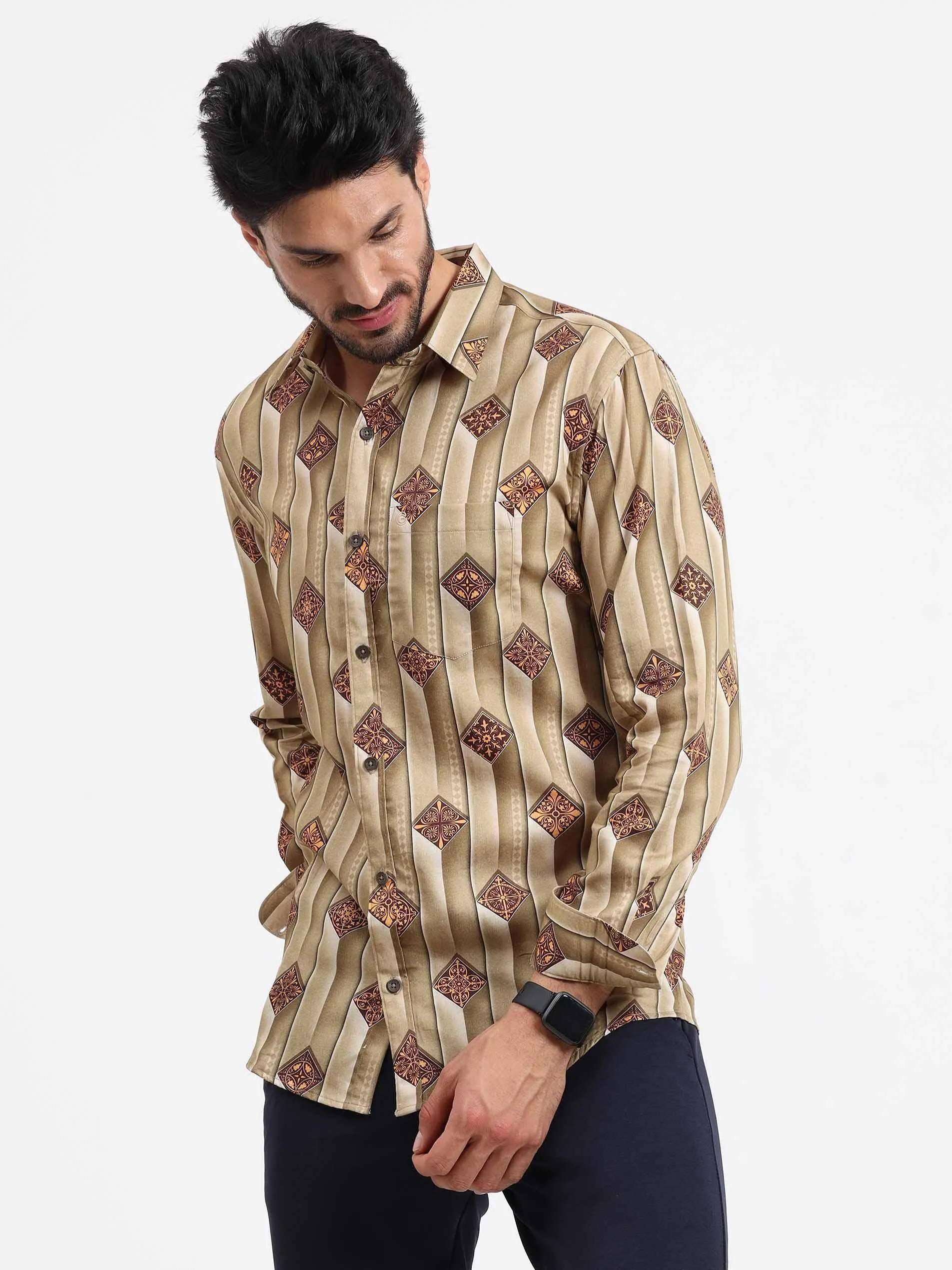 Bronze Beauty Printed Full Sleeve Shirt