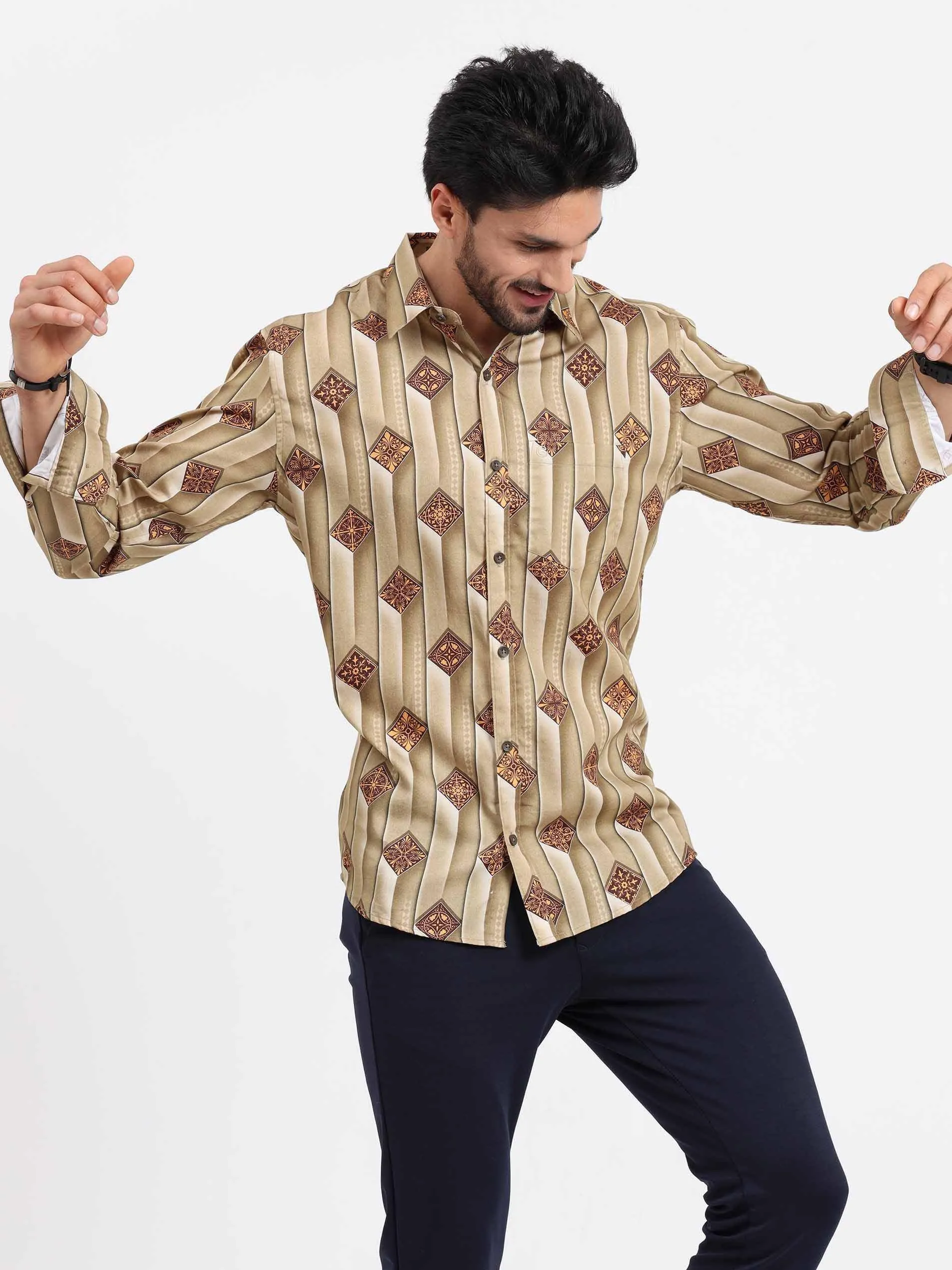 Bronze Beauty Printed Full Sleeve Shirt