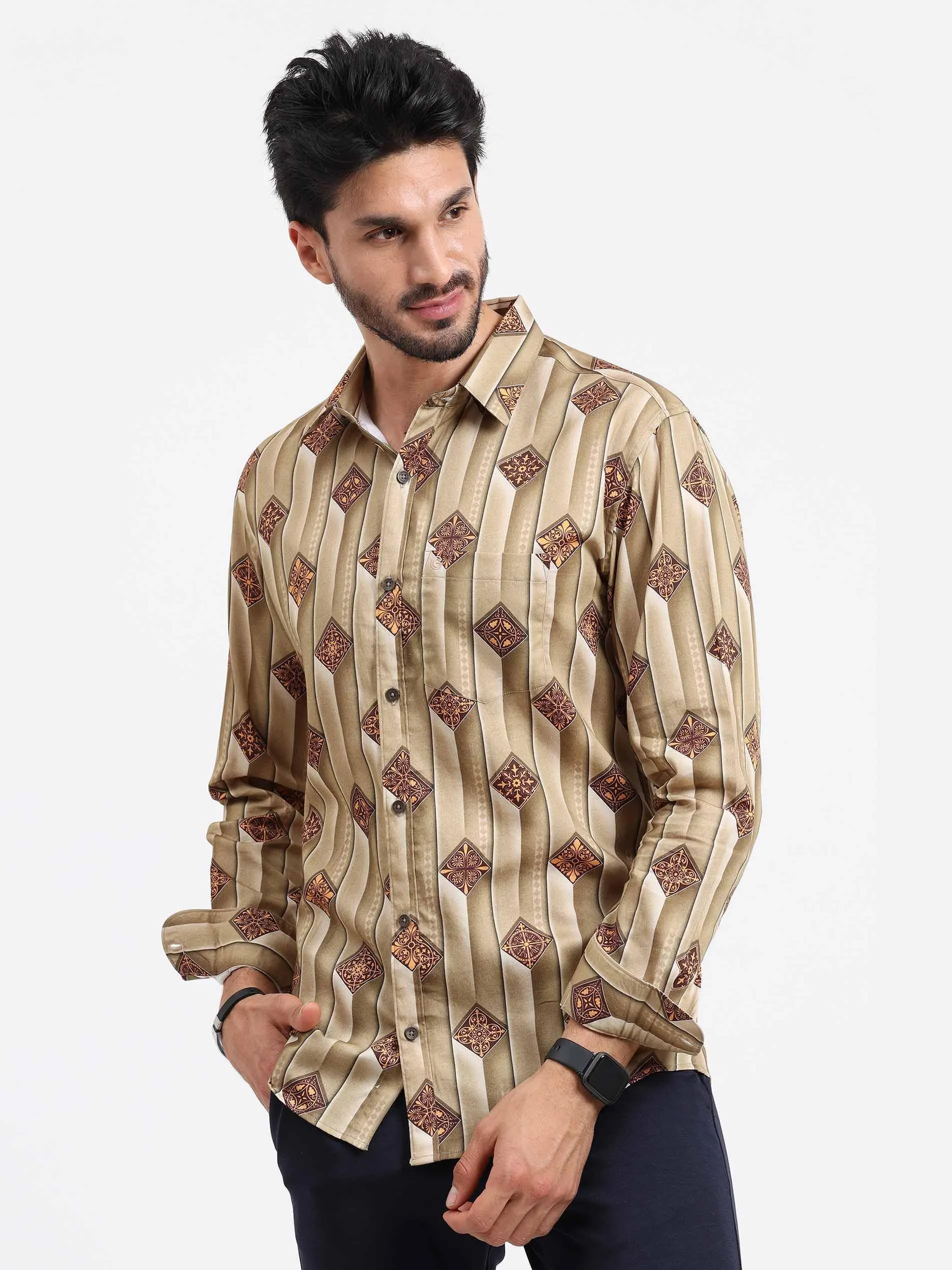 Bronze Beauty Printed Full Sleeve Shirt