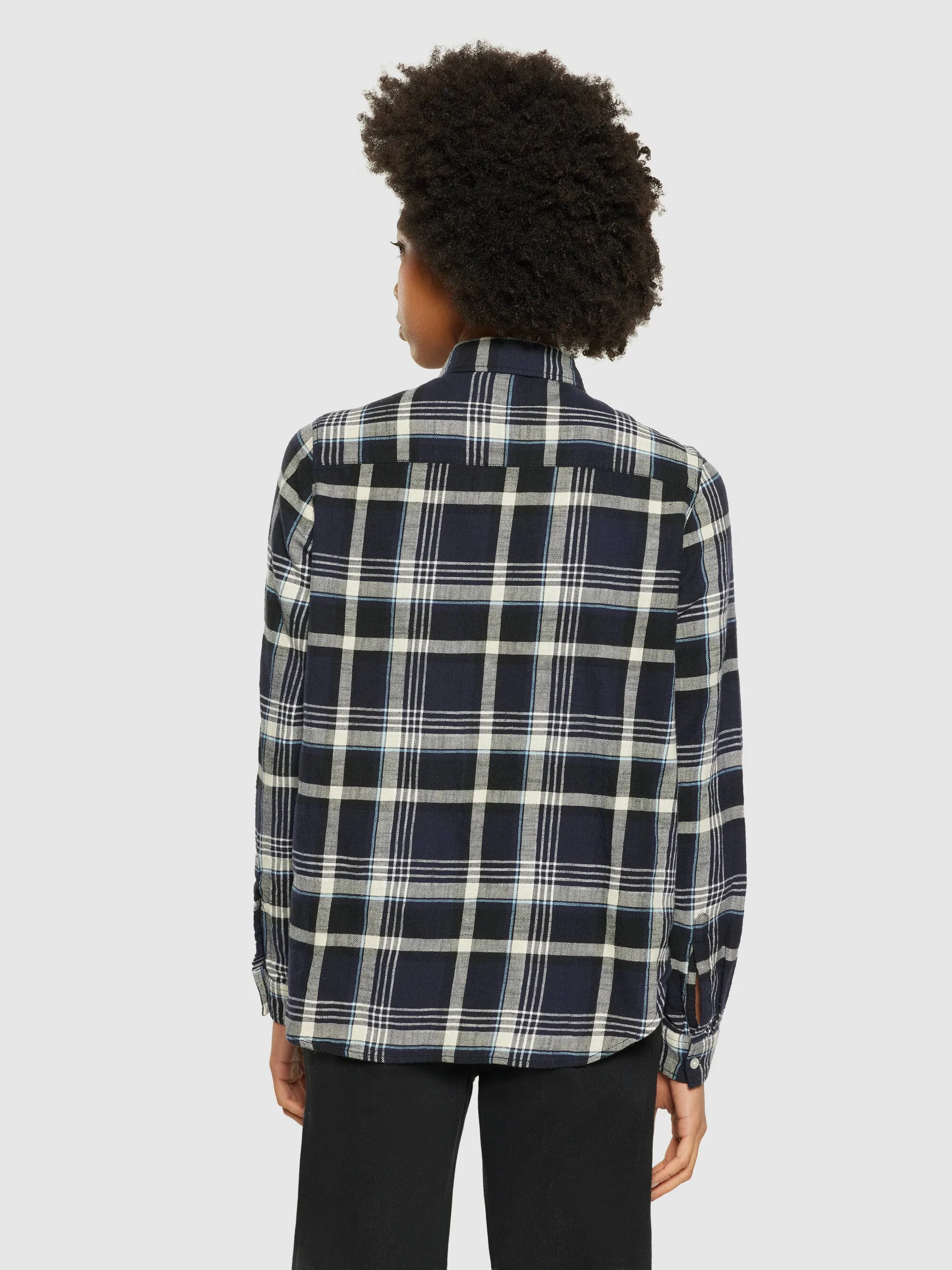 Check flannel shirt - GOTS/Vegan - Black Jet