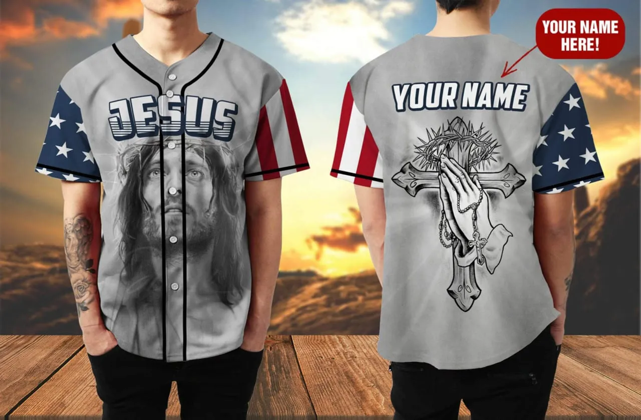 Christ Pray The Savior Cross Custom Baseball Jersey - Personalized Jesus Baseball Jersey For Men and Women