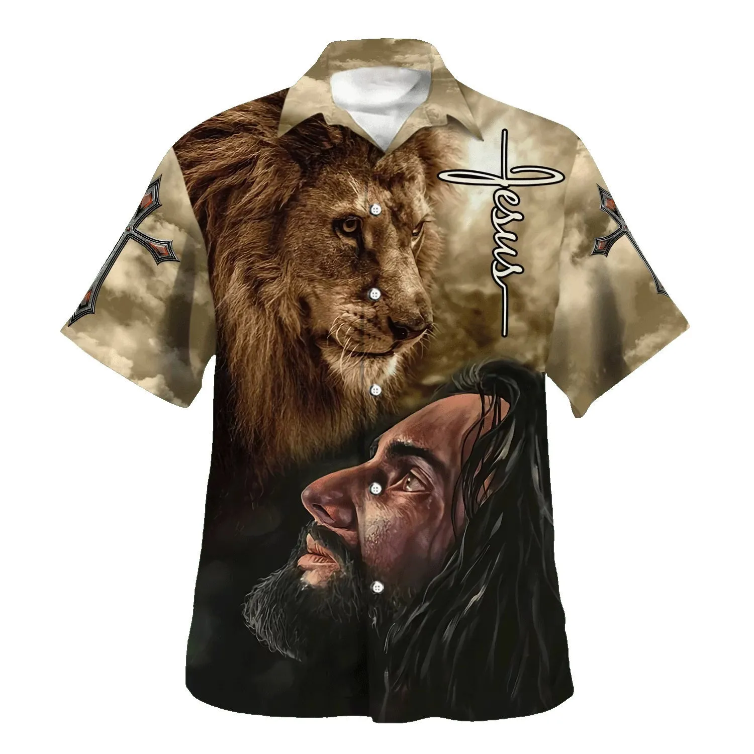 Christian Jesus Lion Hawaiian Shirts For Men - Christian Hawaiian Shirt - Hawaiian Summer Shirts