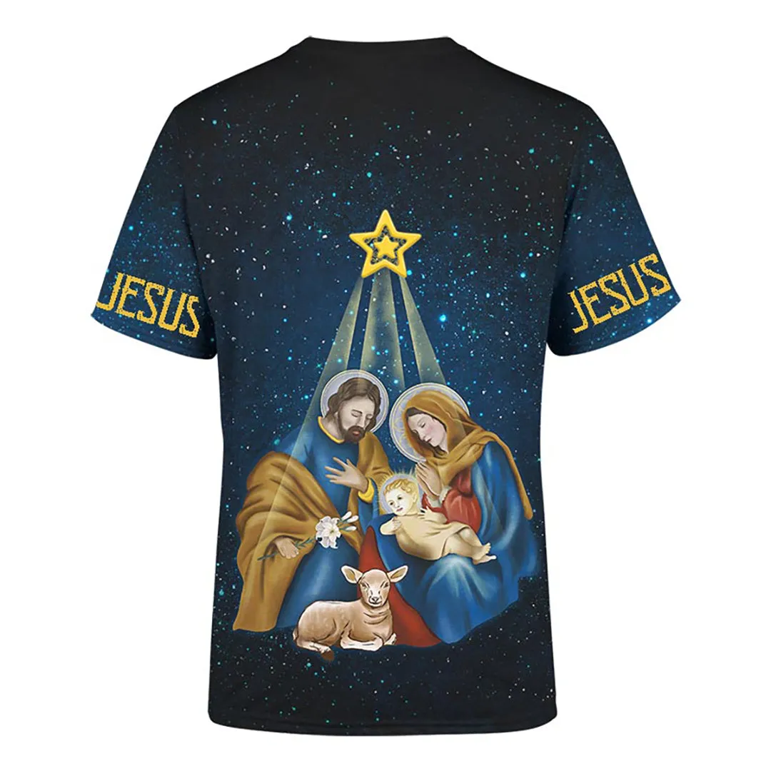 Christmas Nativity Scene Night Light Jesus Christmas Shirt - Christian 3D Shirt