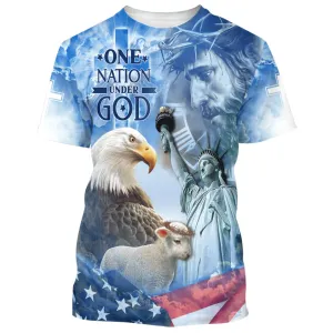 Eagle Patriot One Nation Under God Christian Jesus 3d Shirts - Christian T Shirts For Men And Women