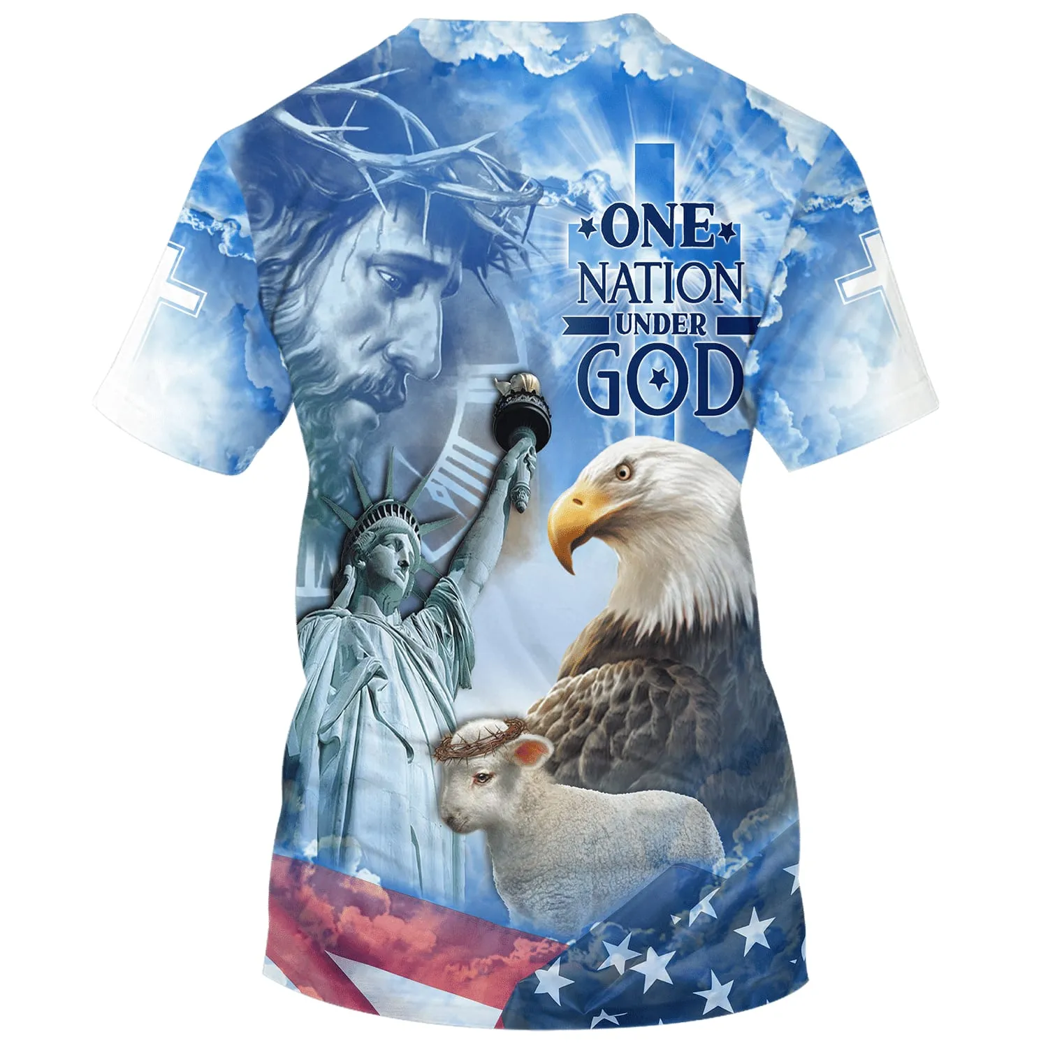 Eagle Patriot One Nation Under God Christian Jesus 3d Shirts - Christian T Shirts For Men And Women