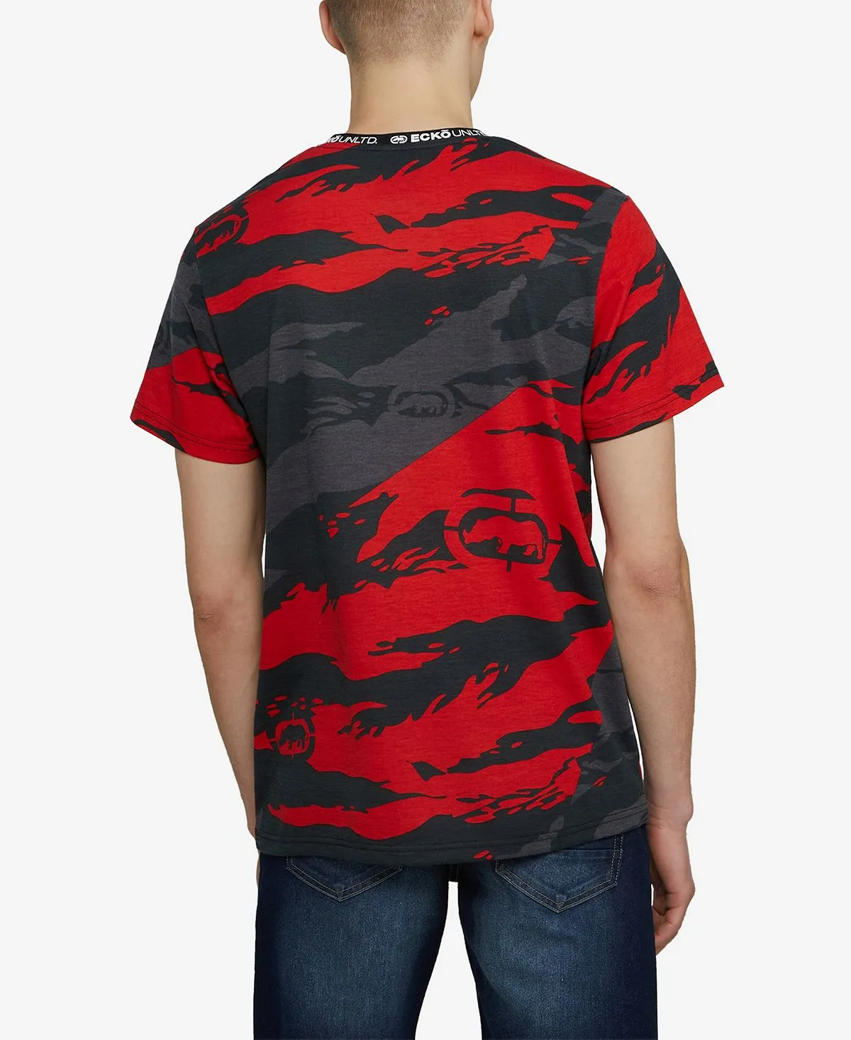 Ecko Unltd Men's Short Sleeve V-Neck T-Shirt Rising Star Red