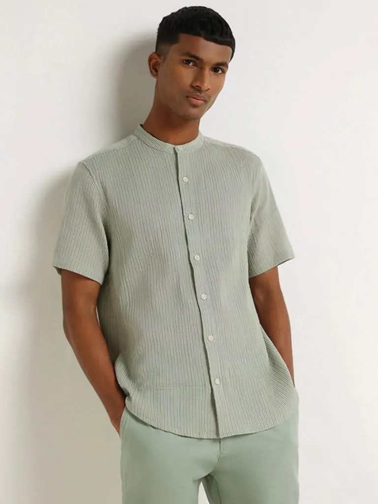 ETA Sage Crinkled Cotton Blend Resort Fit Shirt