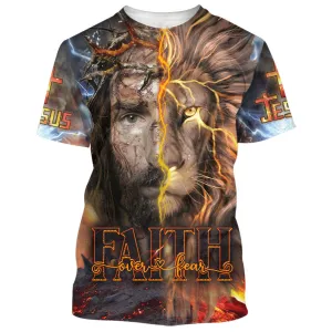 Faith Jesus And Lion 3d Shirts - Christian T Shirts For Men And Women