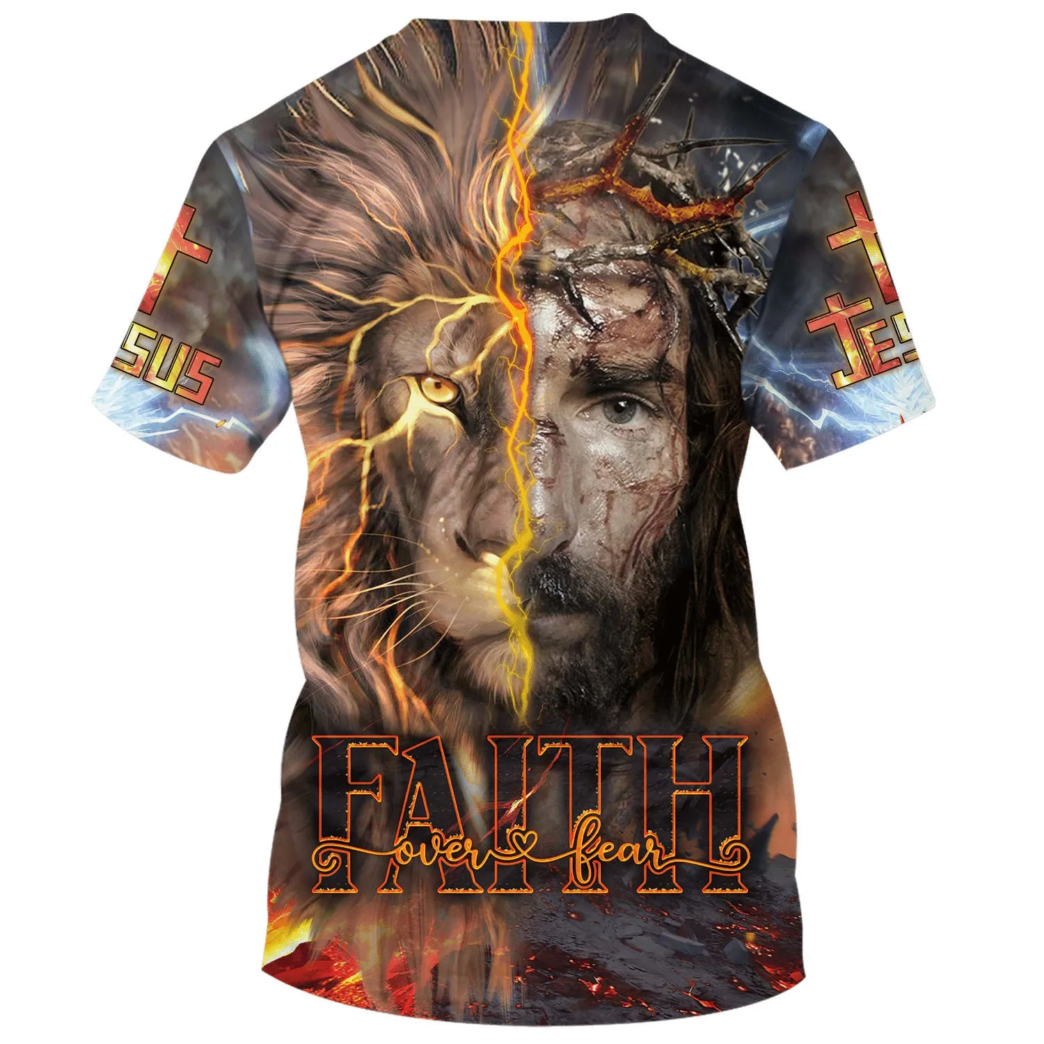 Faith Jesus And Lion 3d Shirts - Christian T Shirts For Men And Women