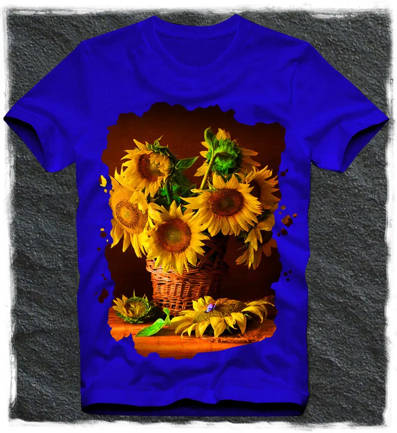 Fashion sunflower printing short-sleeved T-shirt