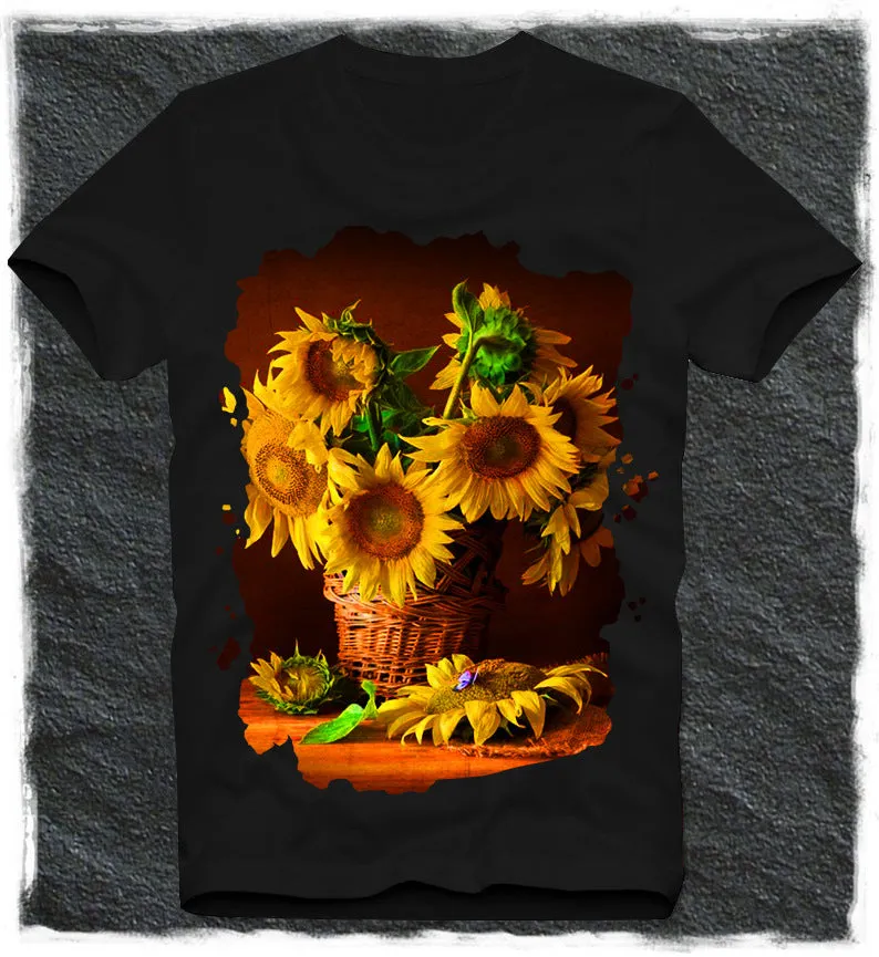 Fashion sunflower printing short-sleeved T-shirt