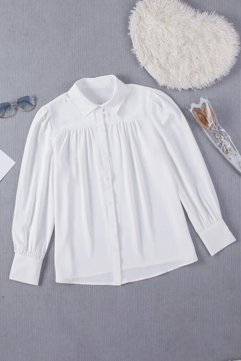 Gathered Detail Puff Sleeve Shirt