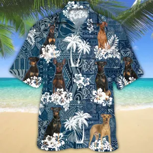 German Pinscher Hawaiian Shirt, Flower dog Short Sleeve Hawaiian Aloha Shirt, hawaiian shirt for men, women