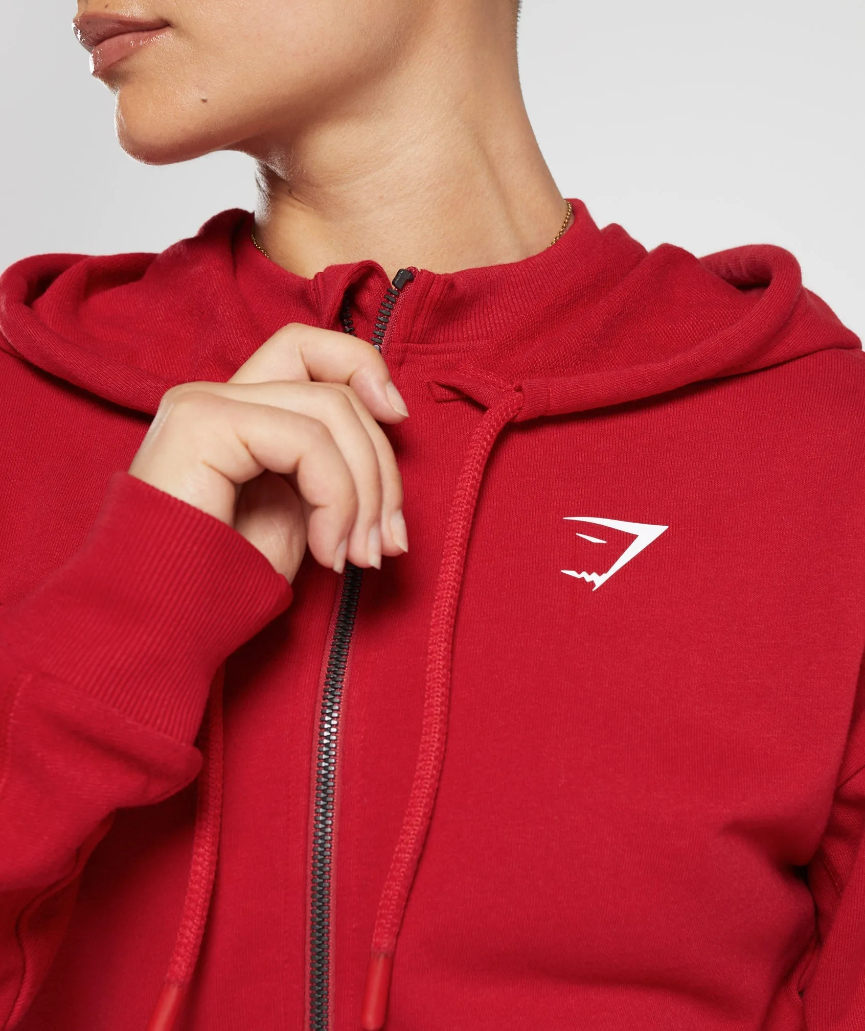 GS Power Crop Zip Hoodie - Carmine Red