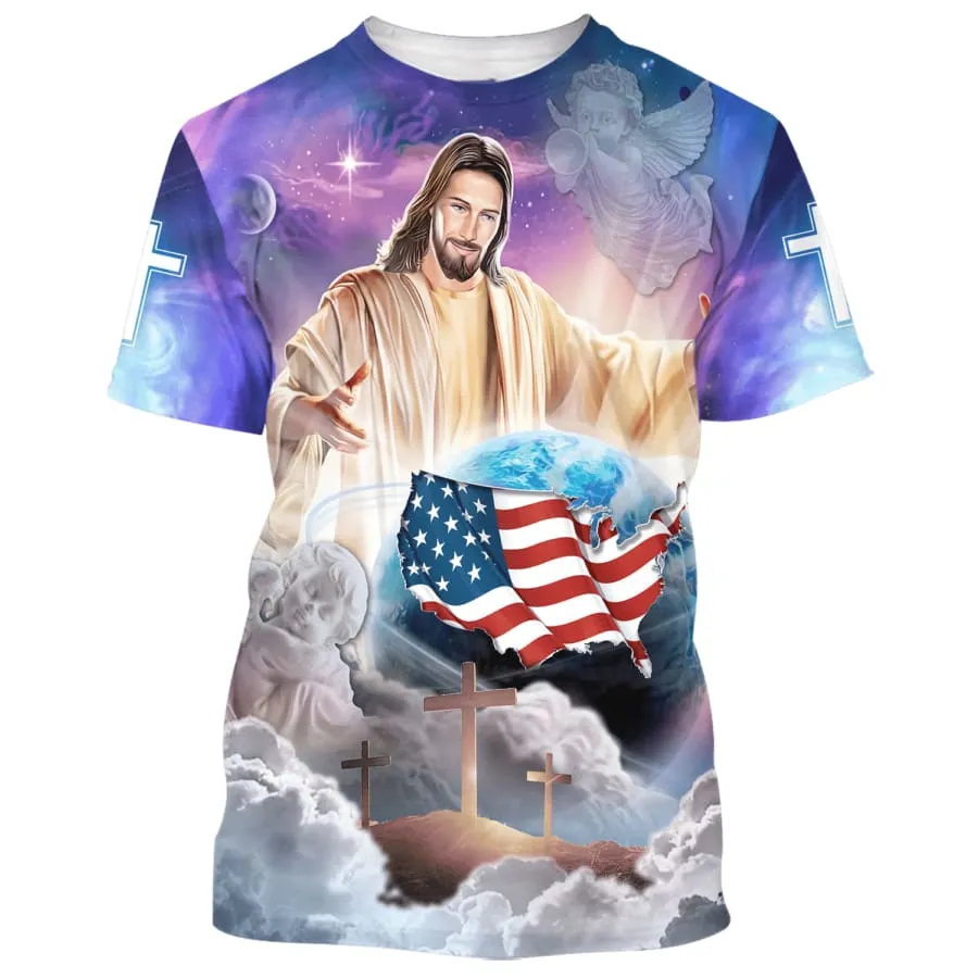 Jesus Holding The Earth 3d Shirts - Christian T Shirts For Men And Women