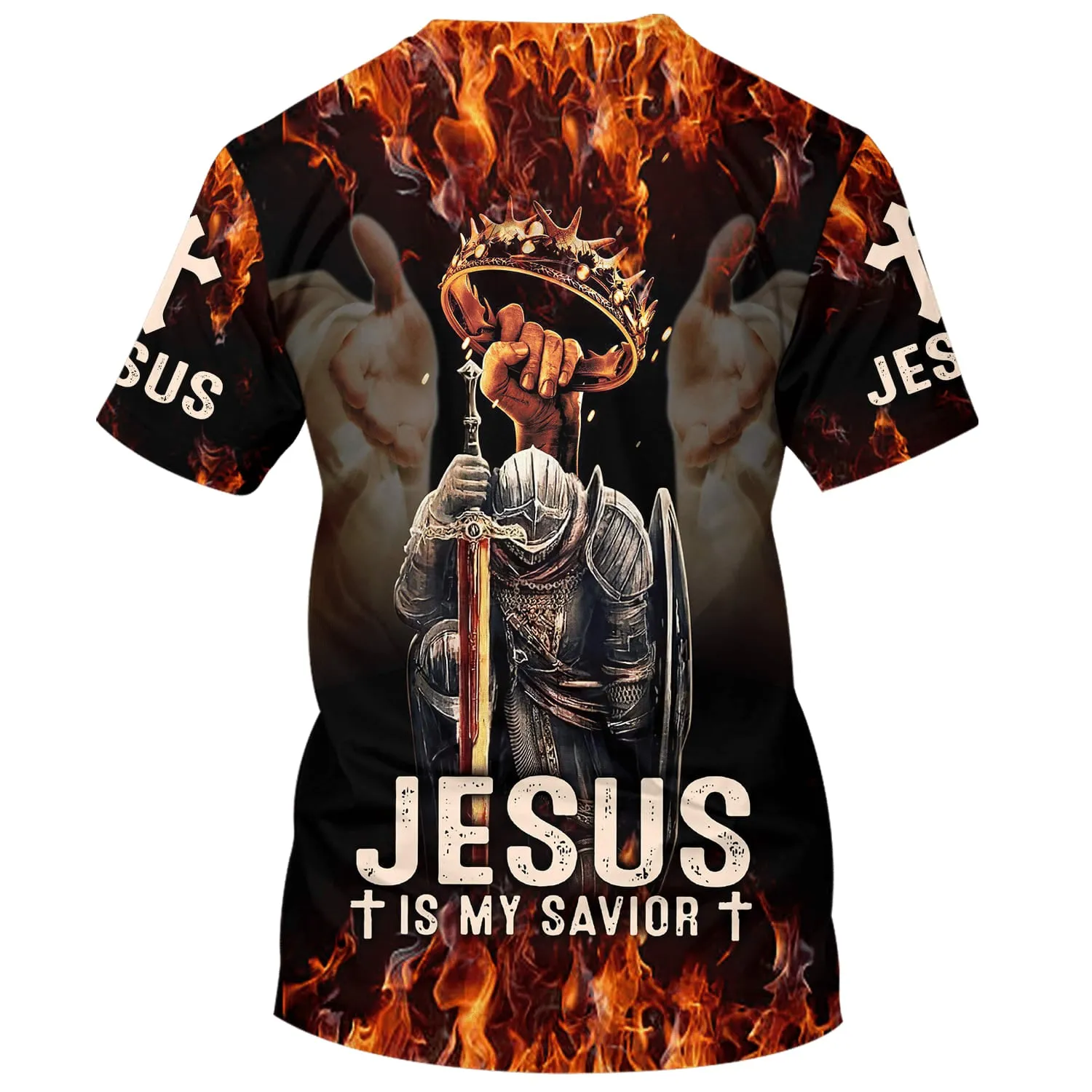 Jesus Is My Savior Warrior Crown Of Thorns 3d T-Shirts - Christian Shirts For Men&Women