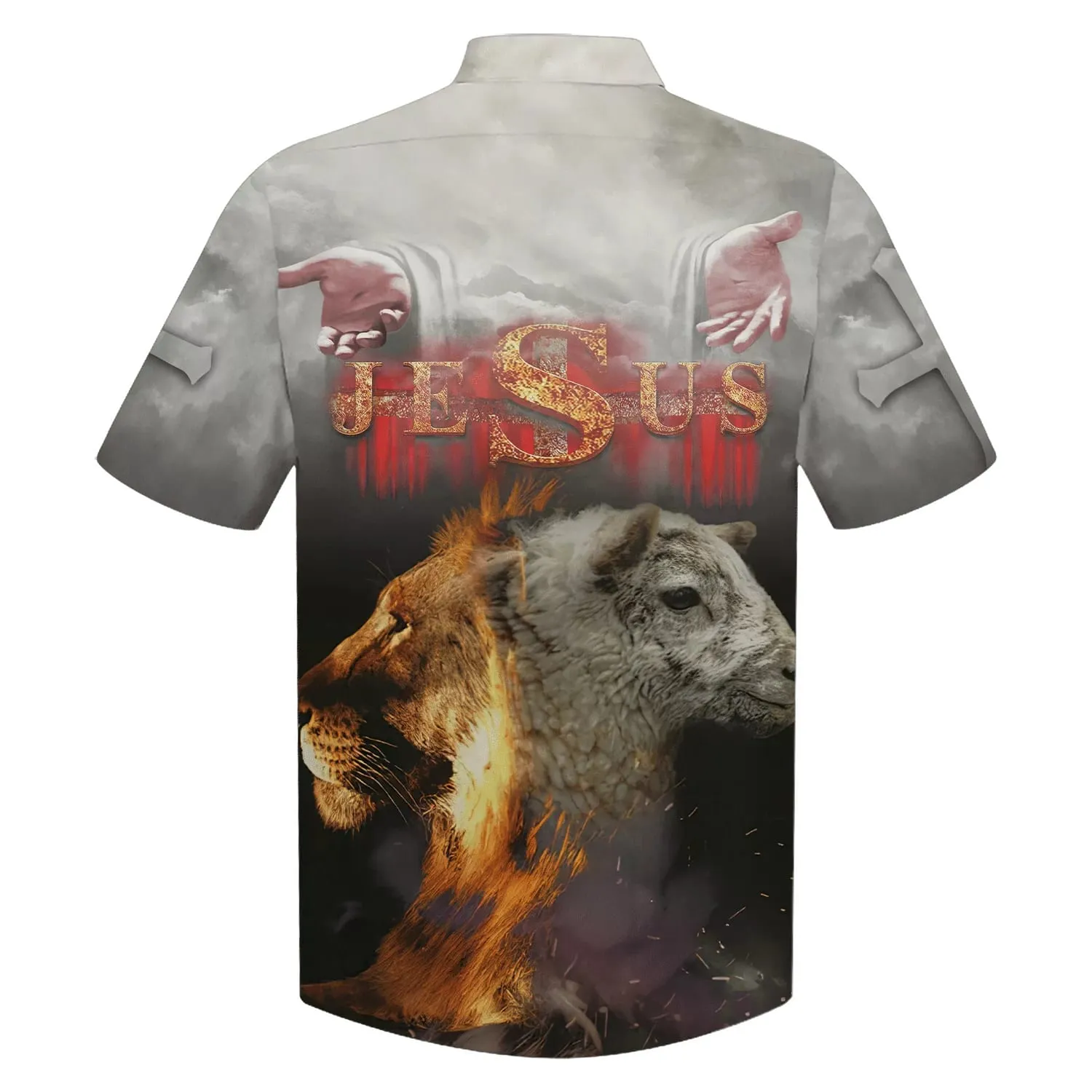 Jesus Lion And The Sheep Hawaiian Shirts - Christian Hawaiian Shirt - Hawaiian Shirts For Men