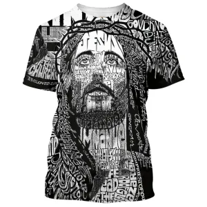 Jesus Portrait 3d Shirts - Christian T Shirts For Men And Women