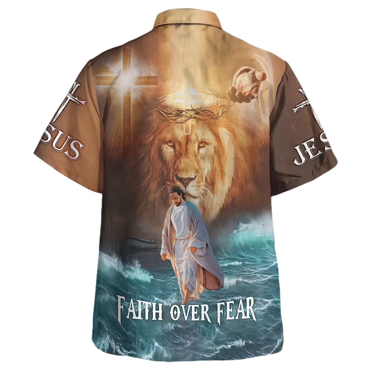 Jesus Walk On Water Faith Over Fear Hawaiian Shirts For Men & Women - Christian Hawaiian Shirt - Hawaiian Summer Shirts