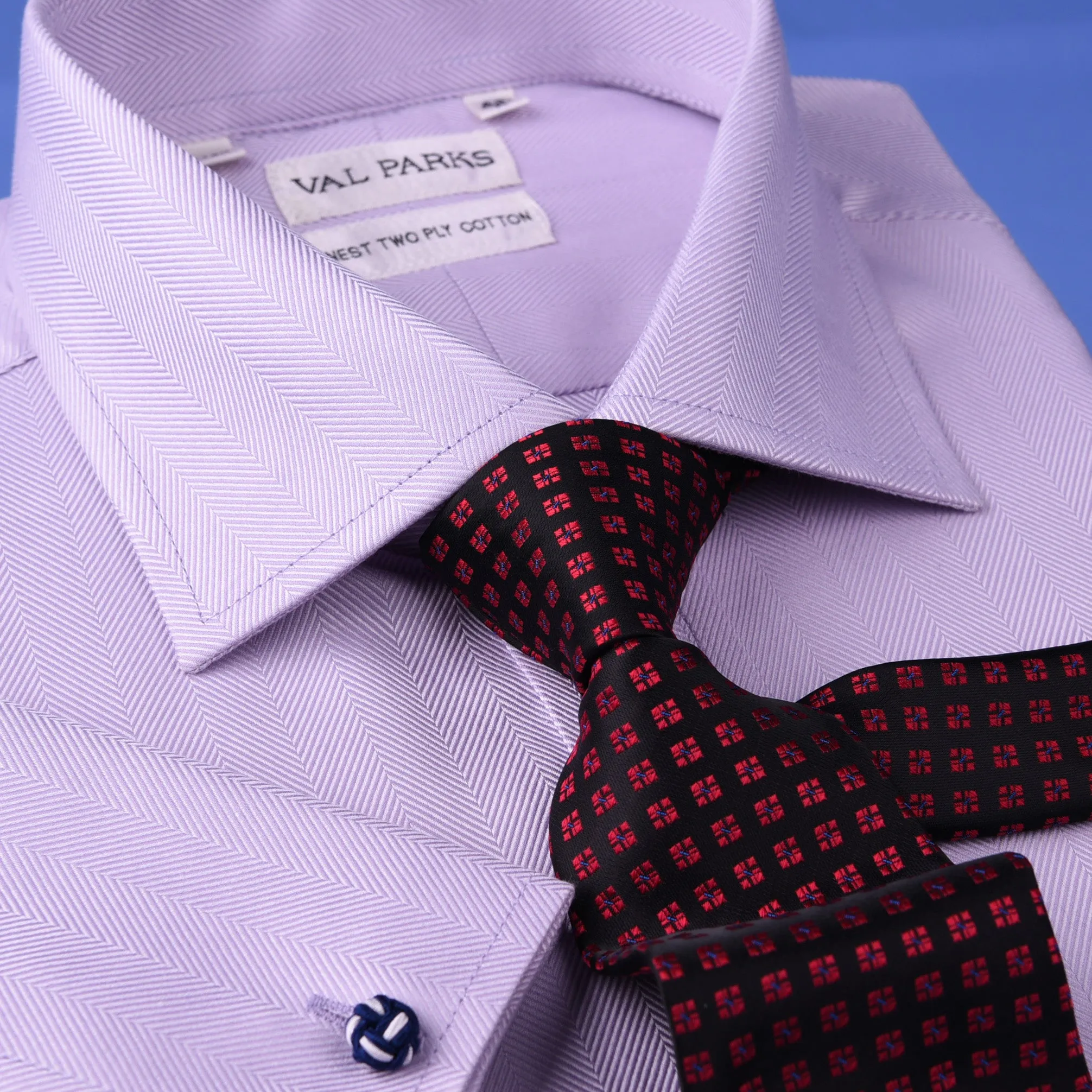 Lilac Herringbone Twill Business Dress Shirt Formal Stylish French Double Cuff