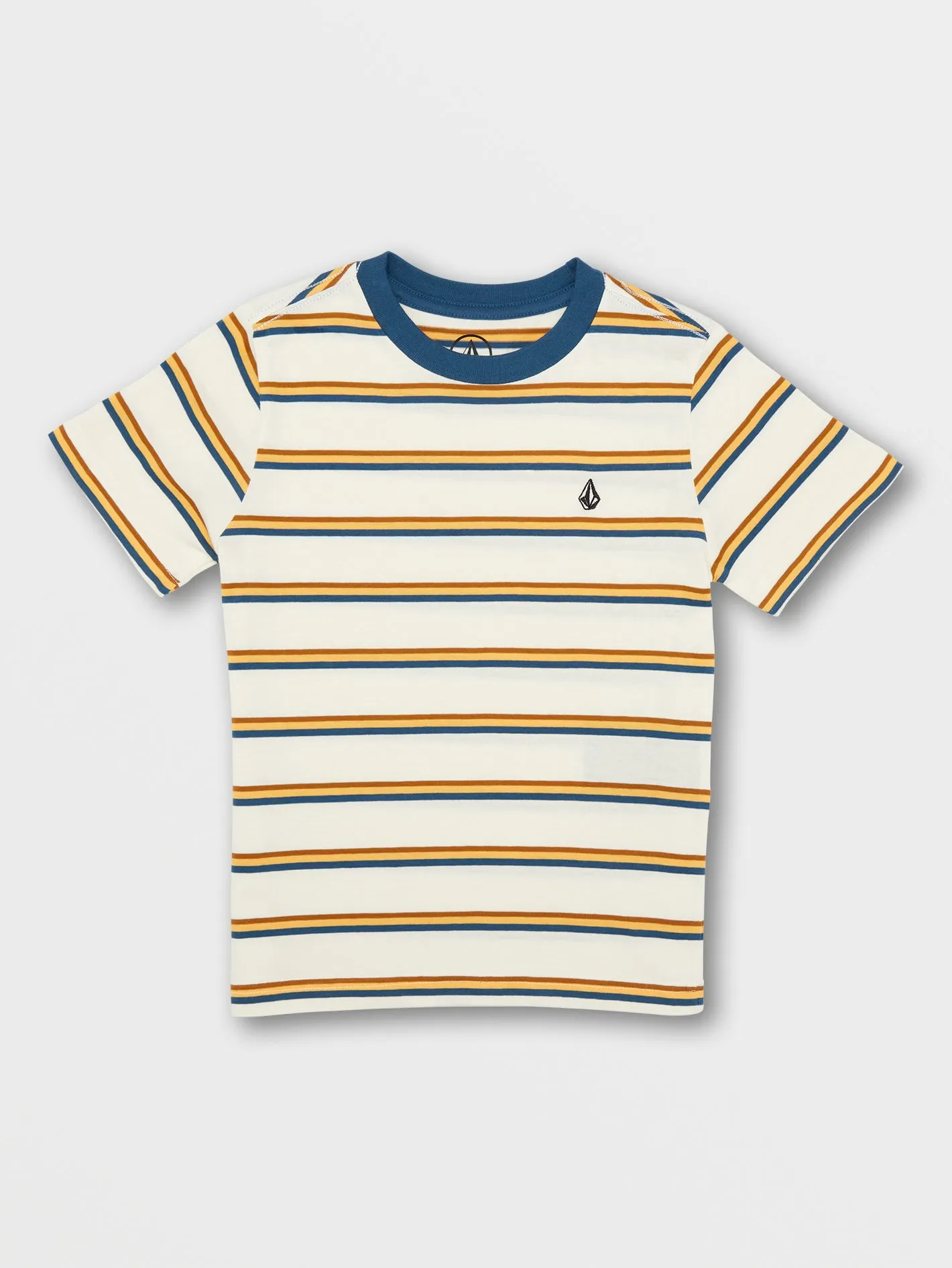 Little Boys Parables Stripes Crew Tee - Flash Orange