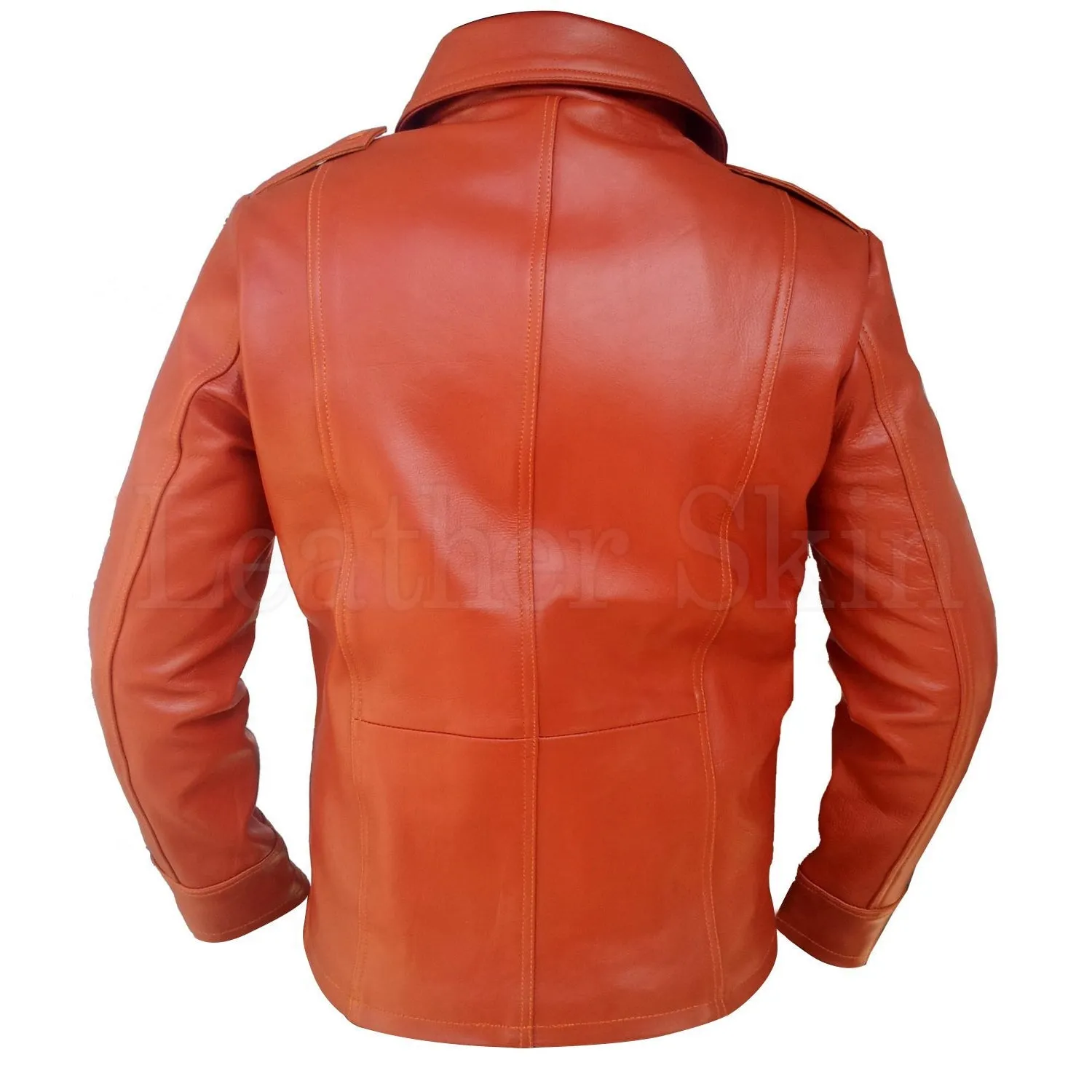 Men Maroon Red Stylish Men Collar Premium Genuine Leather Jacket