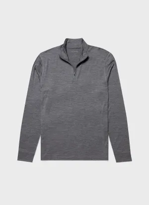 Men's Active Merino Half Zip Top in Grey Melange