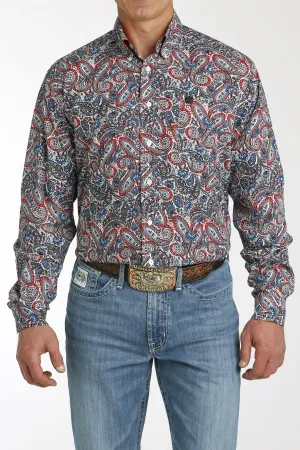 Men's Cinch Multi Paisley Print Long Sleeve Button Down Shirt