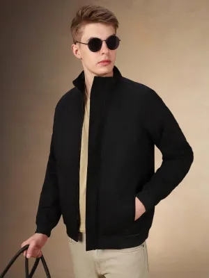 Men's Solid Stand Collar Full Sleeves Regular Fit Jacket