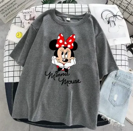 Mickey pattern round neck t-shirt cartoon short sleeve loose top