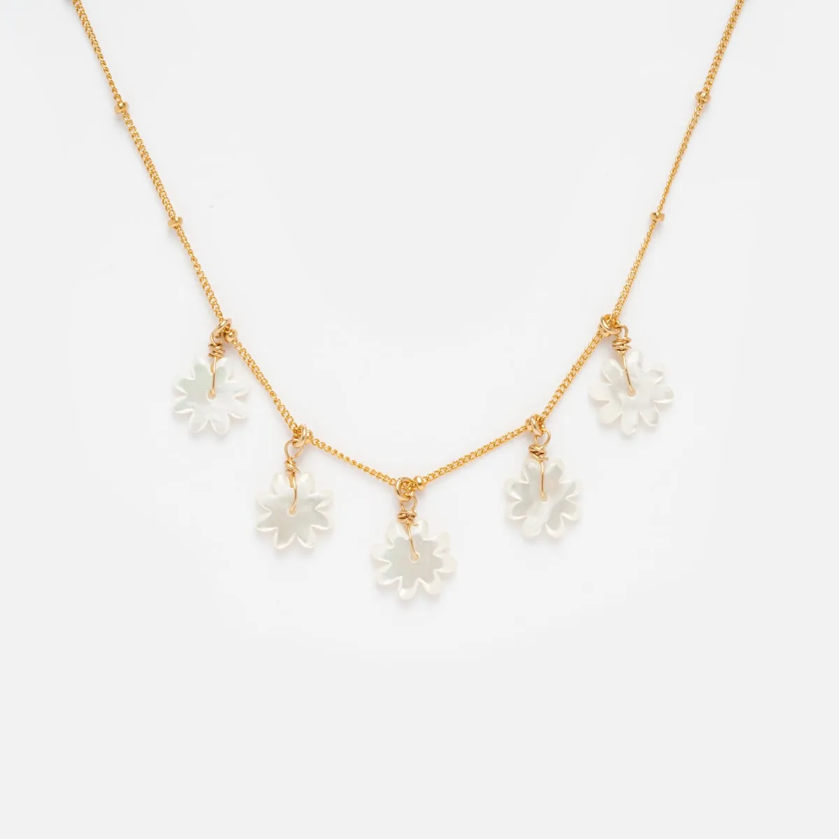 Mother of Pearl Flower Shaker Necklace