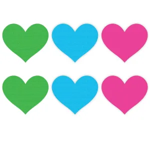 Neon Heart Pasties 3 Pk Green/Blue/Pink