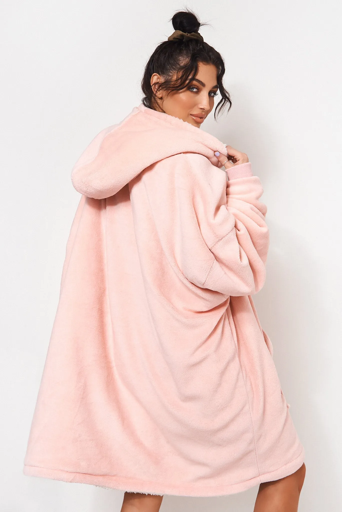 Oversized Pink Short Sherpa Hoodie