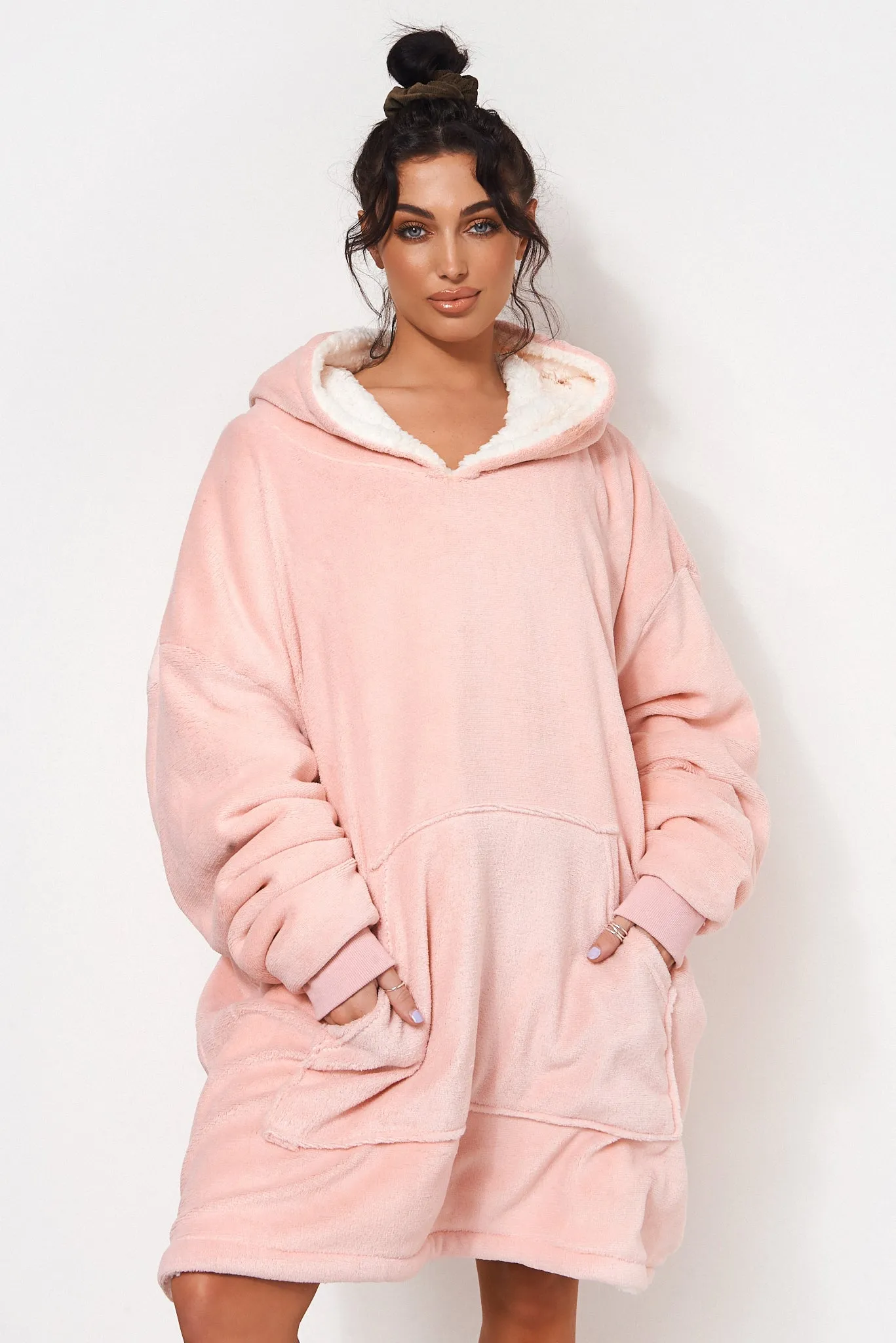 Oversized Pink Short Sherpa Hoodie