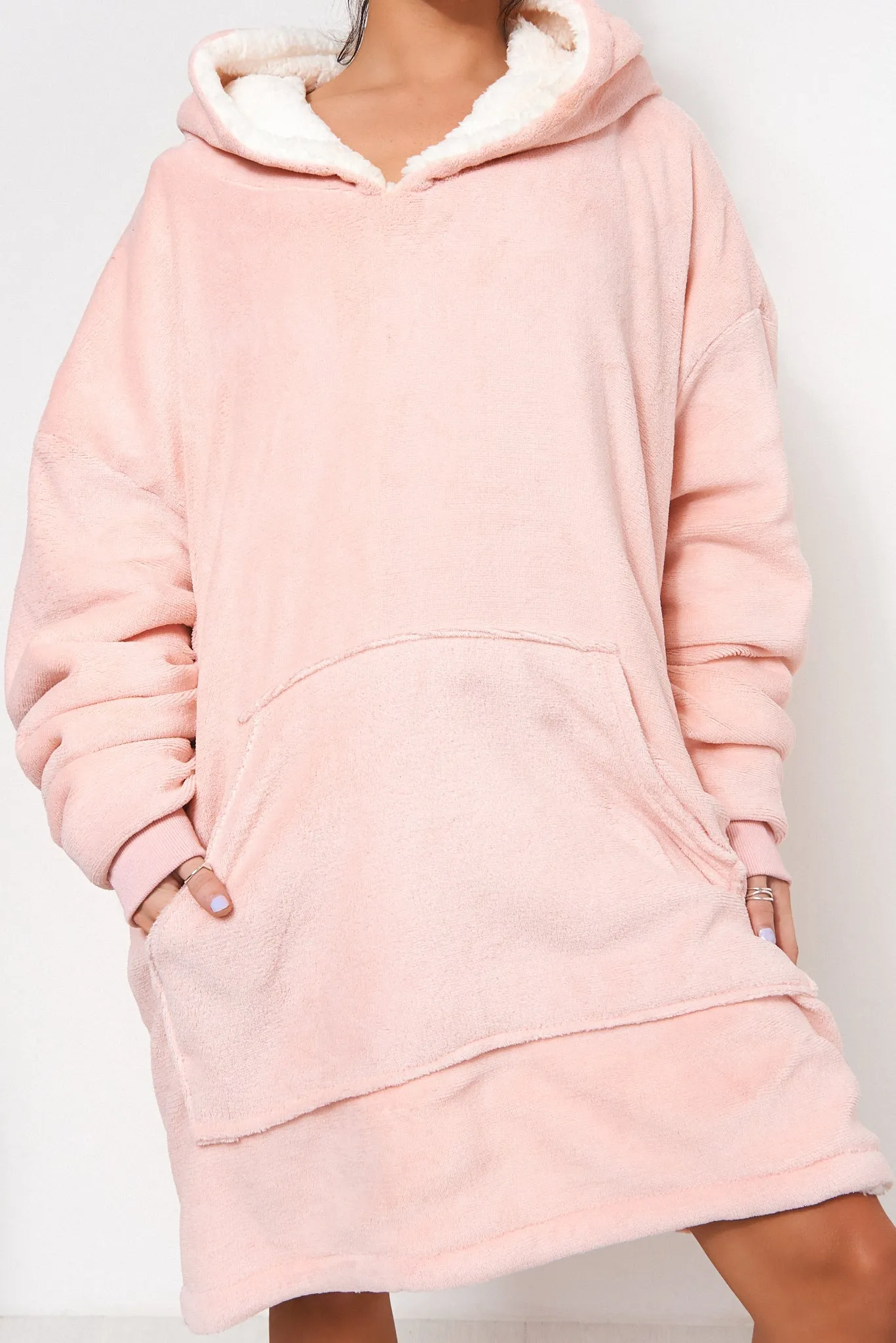 Oversized Pink Short Sherpa Hoodie