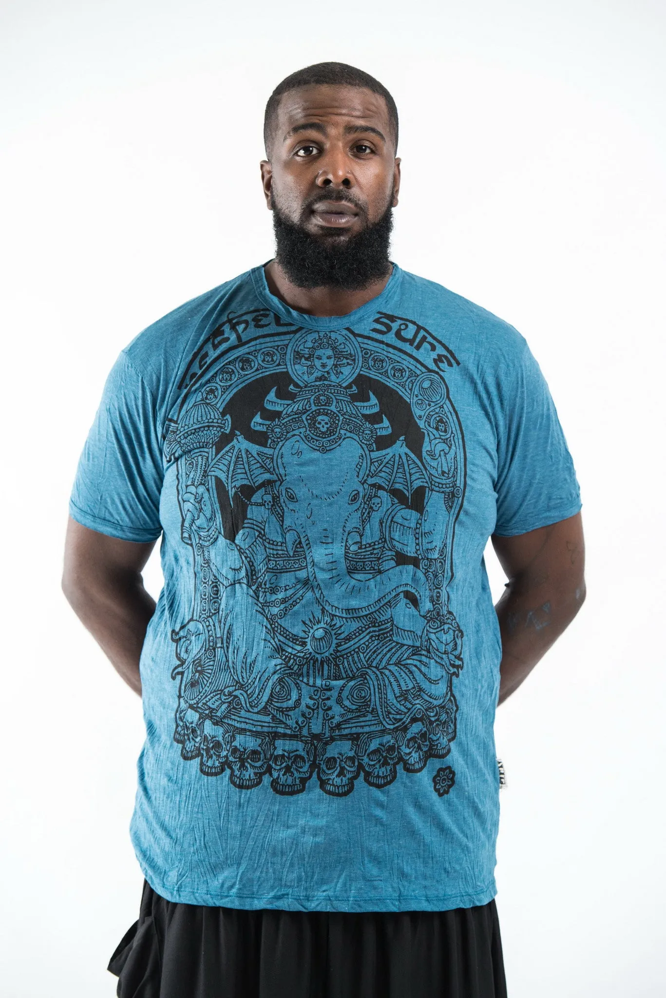 Plus Size Mens Batman Ganesh T-Shirt in Denim Blue